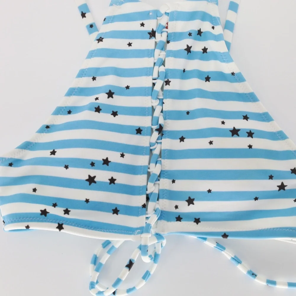 Aerie Stars and Stripes‎ Lace Up Front Bikini Top